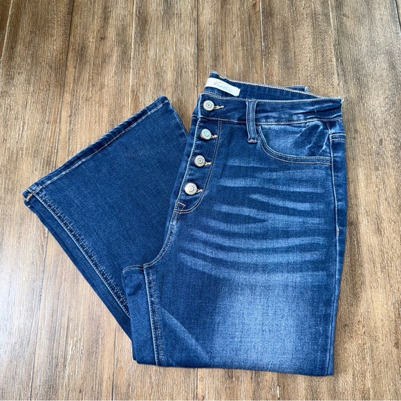 KanCan High-Rise Super Flare Jeans Button Fly 11 / 29 dark blue - Picture 2 of 10